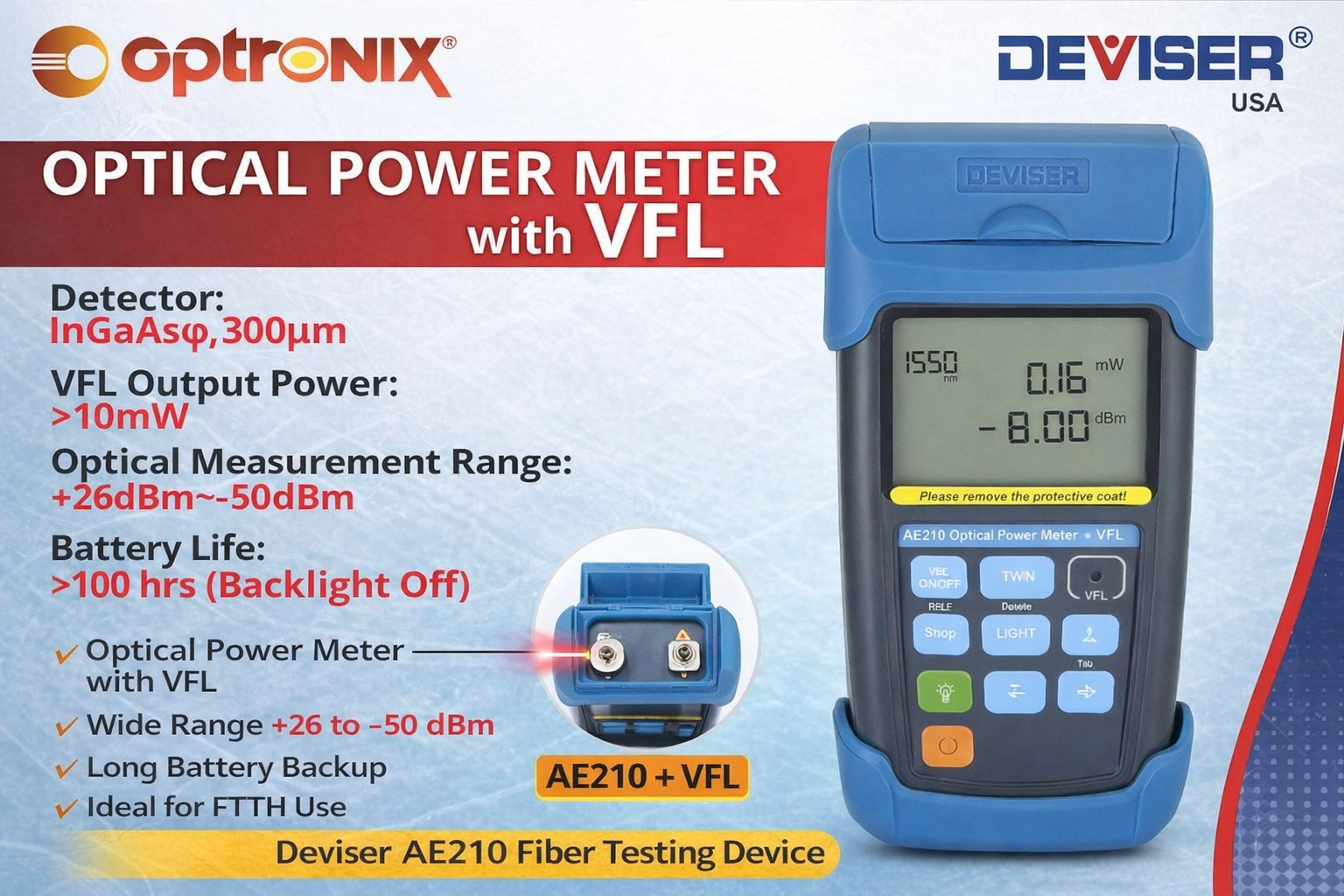 ph12 optical power meter with vfl