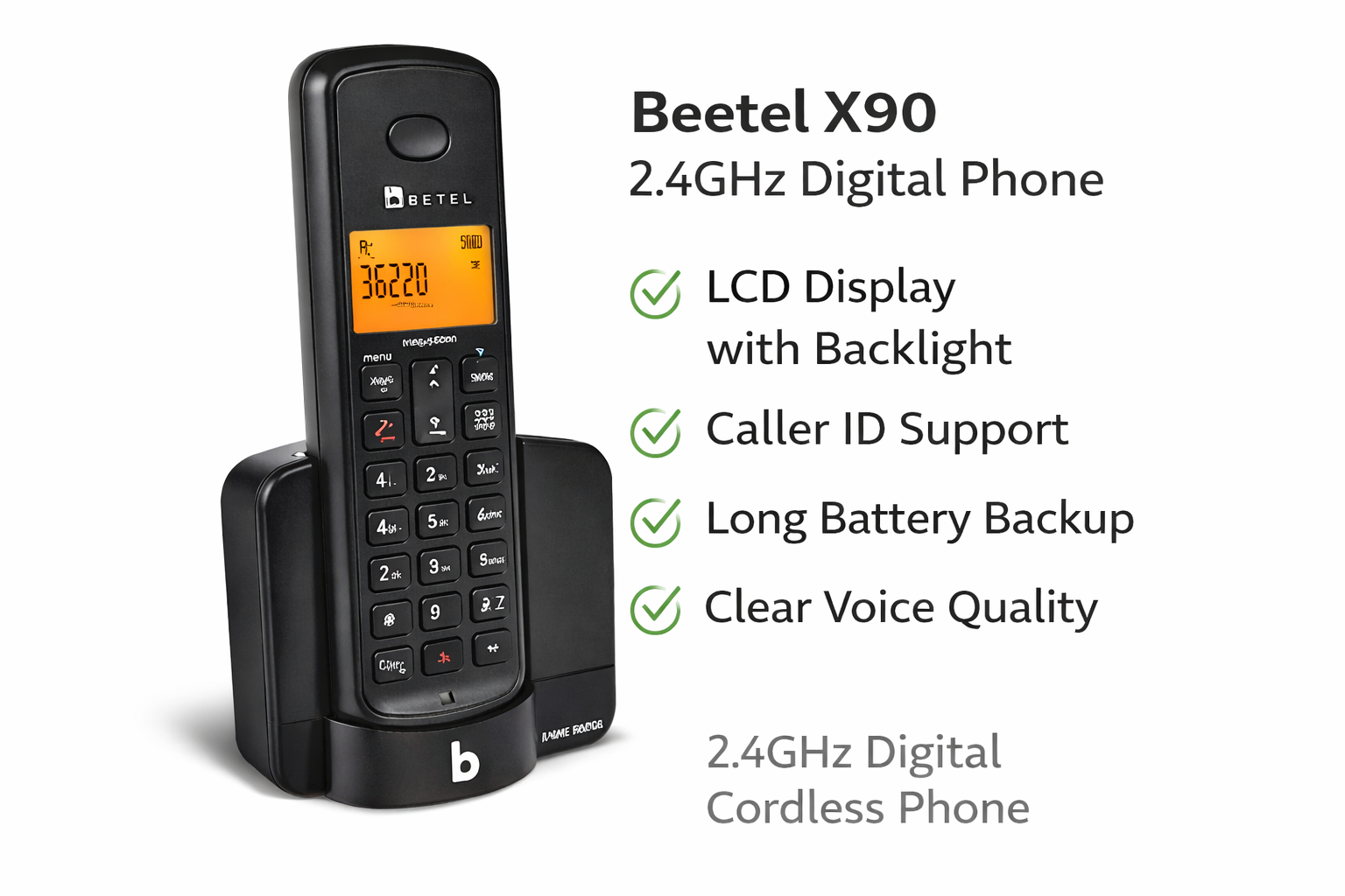 ph13 beetel cordless phone x90 with lcd display and caller id
