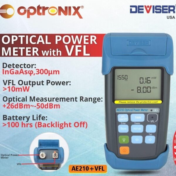 optical power meter with vfl deviser ae210 fiber testing device