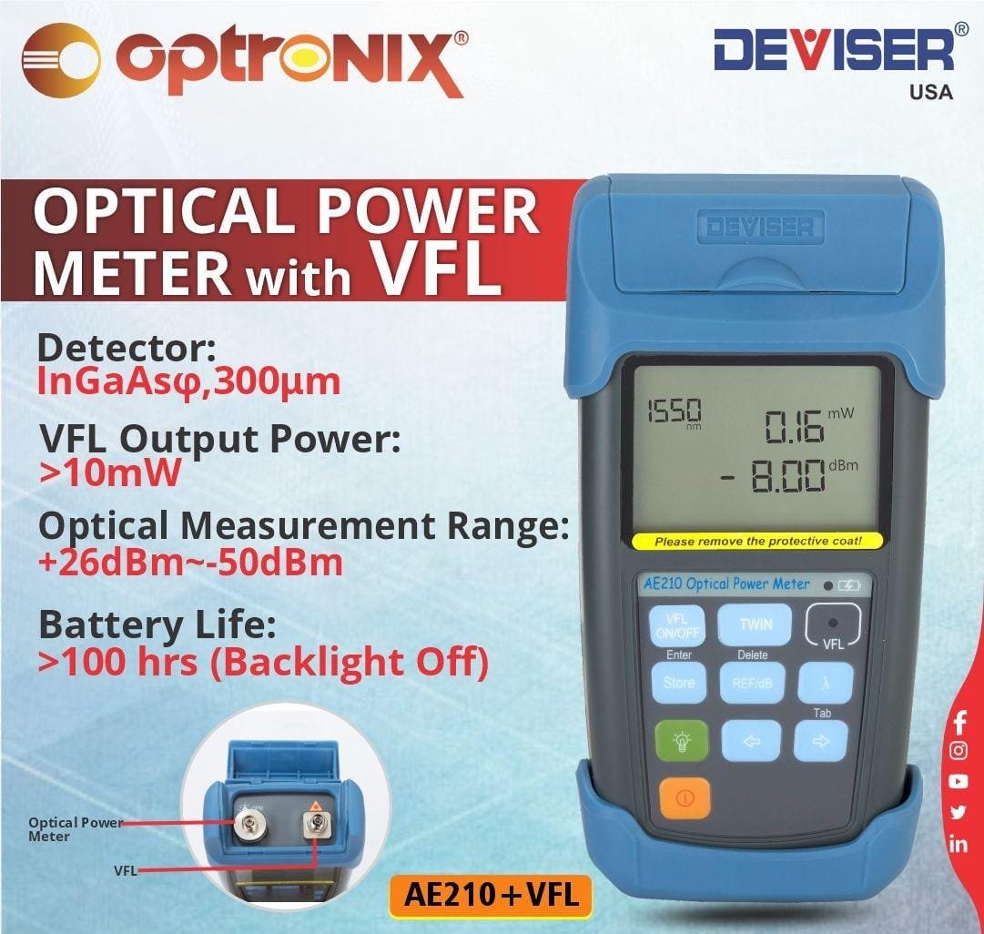 pr12 optical power meter with vfl deviser ae210 fiber testing device